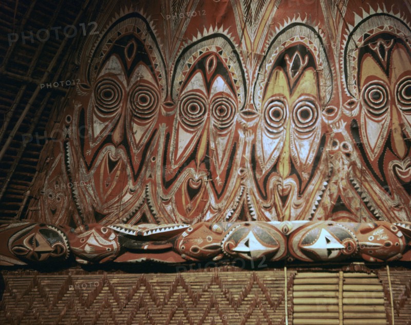 Painted gable-wall of a cult-house from New Guinea. Artist: Unknown