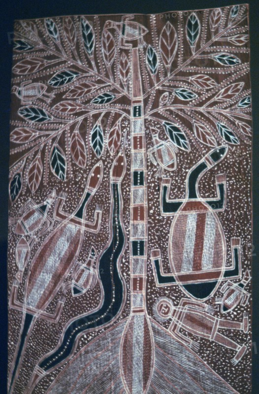 Australian Aborigine bark painting. Artist: Unknown