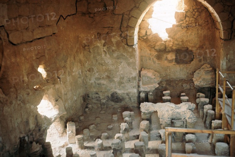 Interior of a Roman bath-house showing the hypocaust. Artist: Unknown