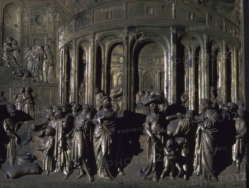 Detail of the 'Doors of Paradise' showing Joseph in Egypt, 15th century. Artist: Lorenzo Ghiberti