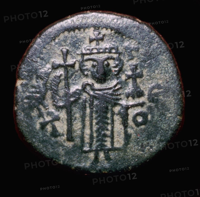 Bronze coin minted at Damascus, 7th century. Artist: Unknown
