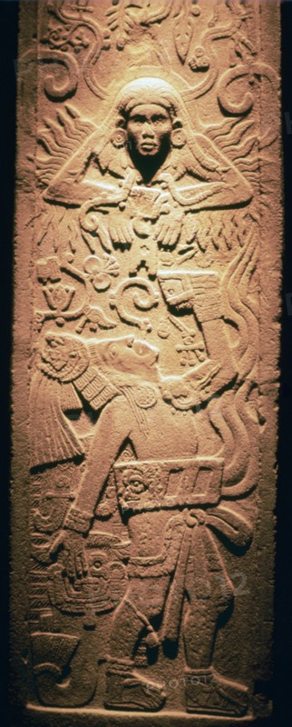 Mayan sculpture of a sun-god. Artist: Unknown