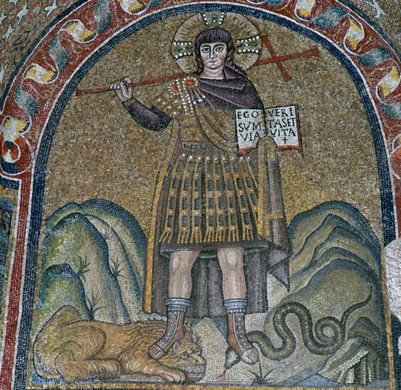 A mosaic of Christ dressed as a soldier, 6th century. Artist: Unknown