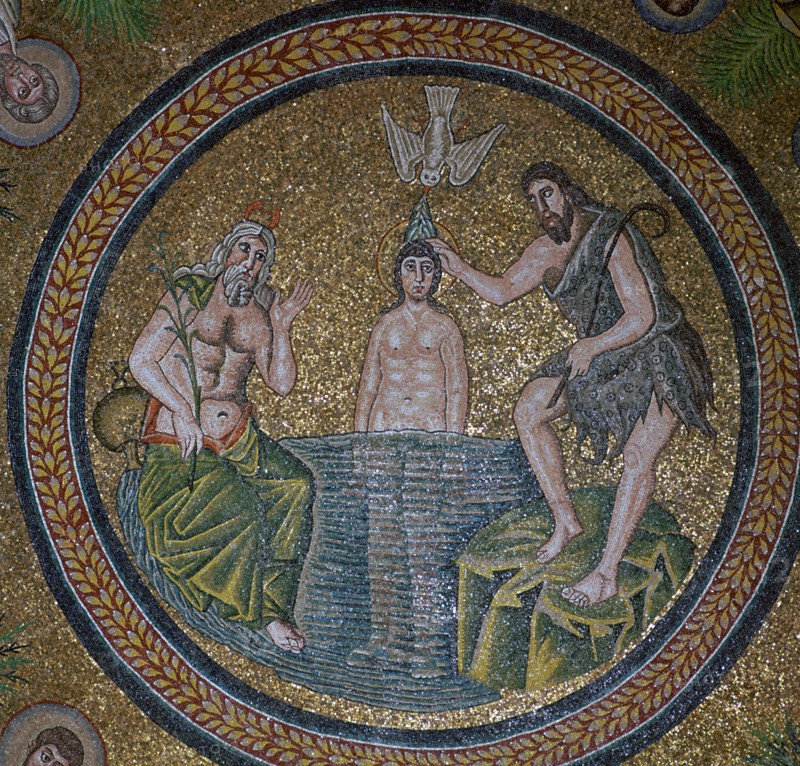 A mosaic of the baptism of Christ, 5th century. Artist: Unknown