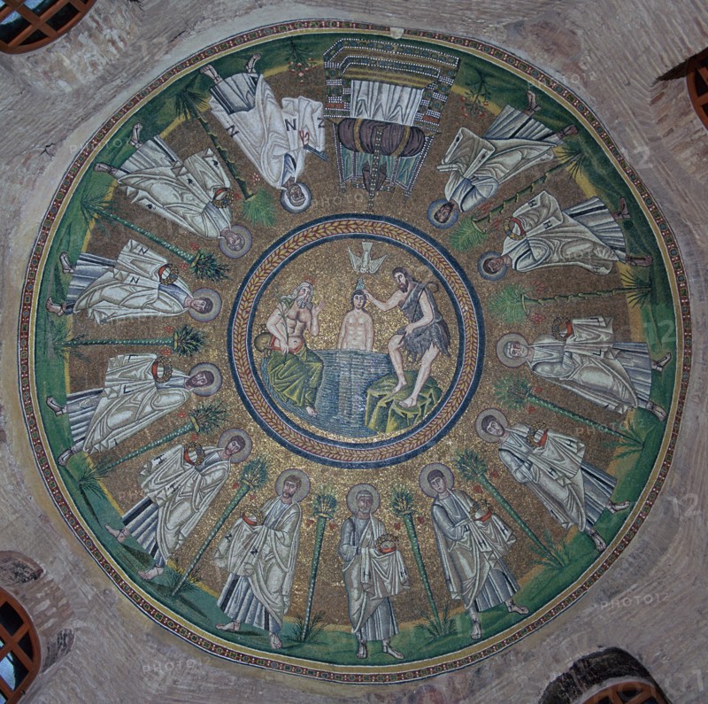 Mosaics in the dome of the Baptistry of the Arians, 5th century. Artist: Unknown