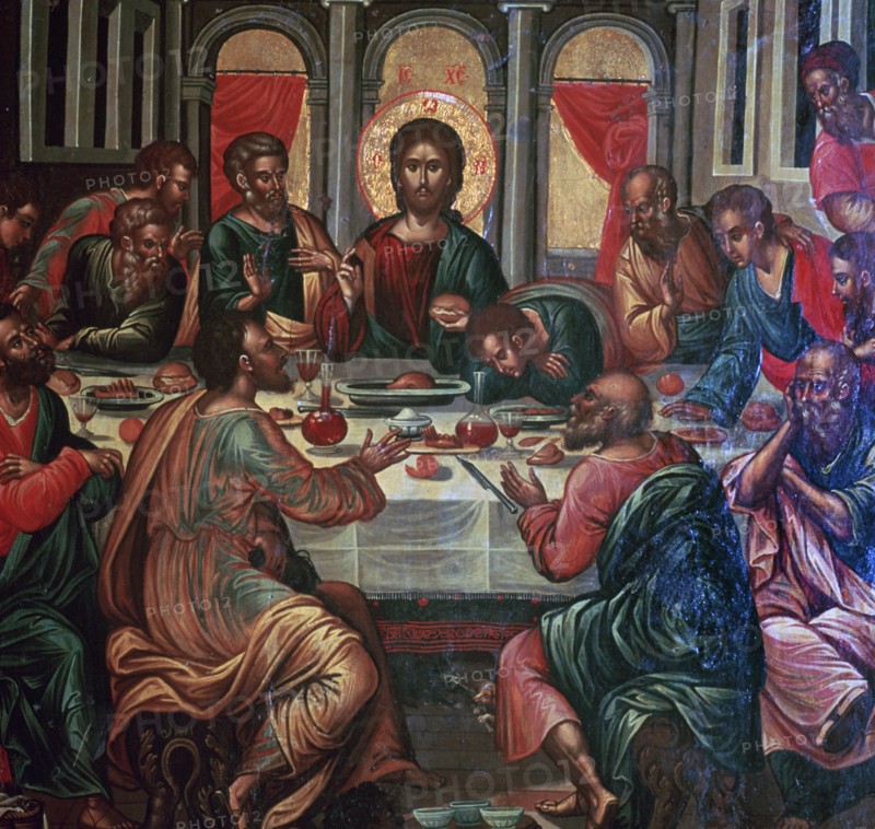 Ikon painting of the Last Supper Artist: Michel Damaskinos