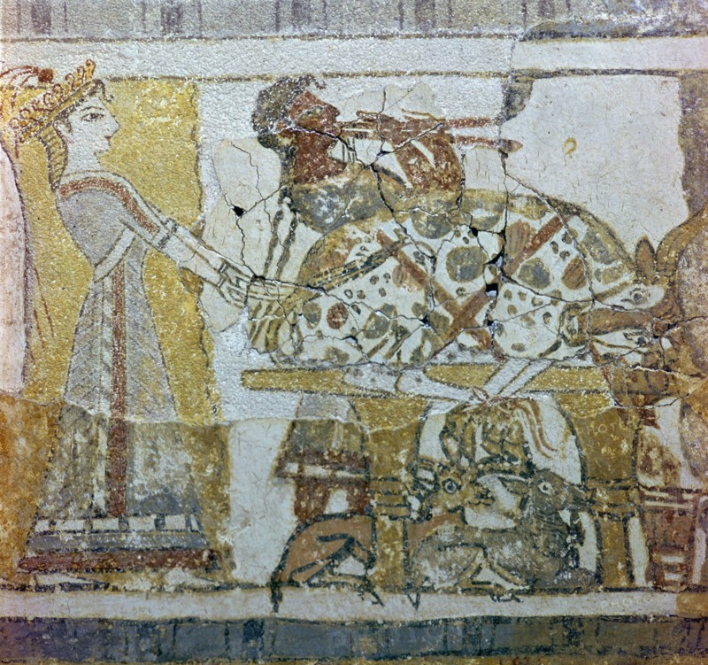 Detail of a bull sacrfice from a Cretan sarcophagus, 16th century BC. Artist: Unknown
