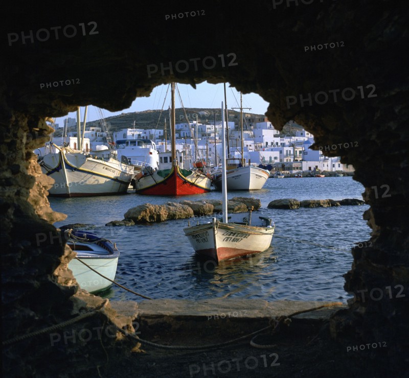 The town of Naoussa seen from the fort in the harbour