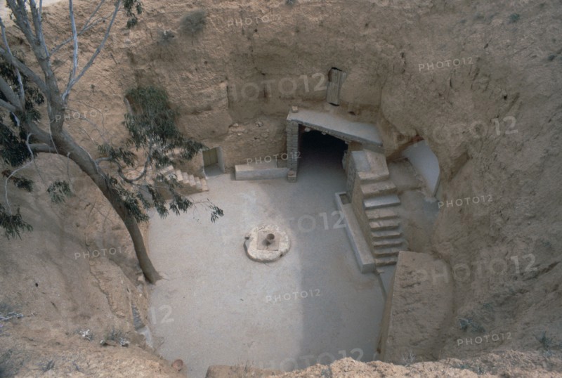 Pit dwelling in Tunisia.