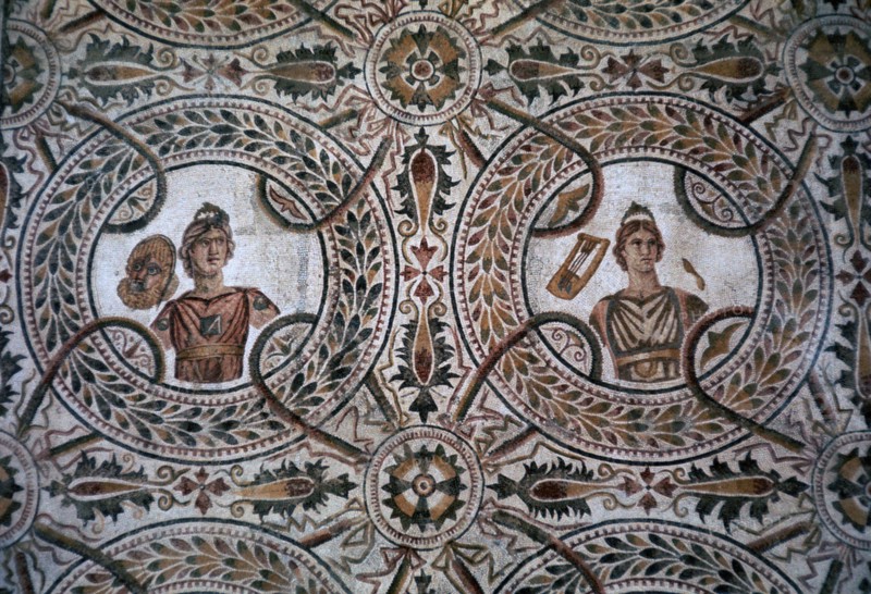 Detail of a Roman floor mosaic of the nine Muses, 3rd century. Artist: Unknown