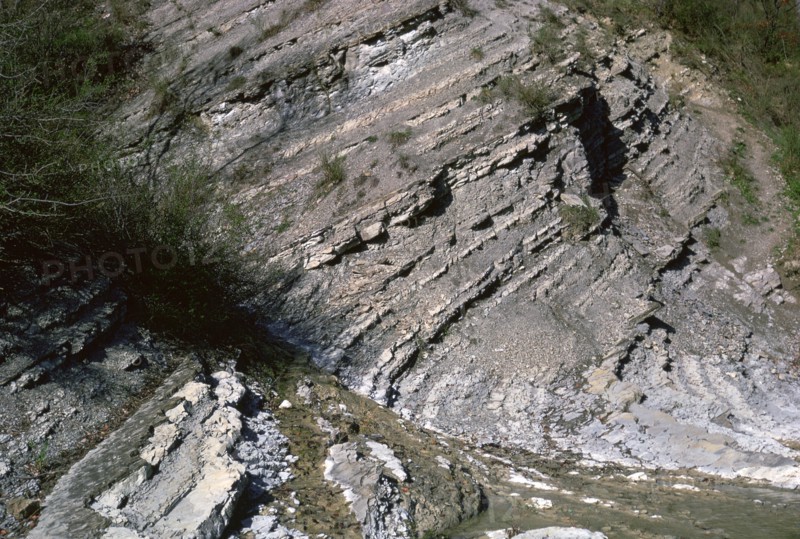 Sedimentary rocks showing their strata. Artist: Unknown
