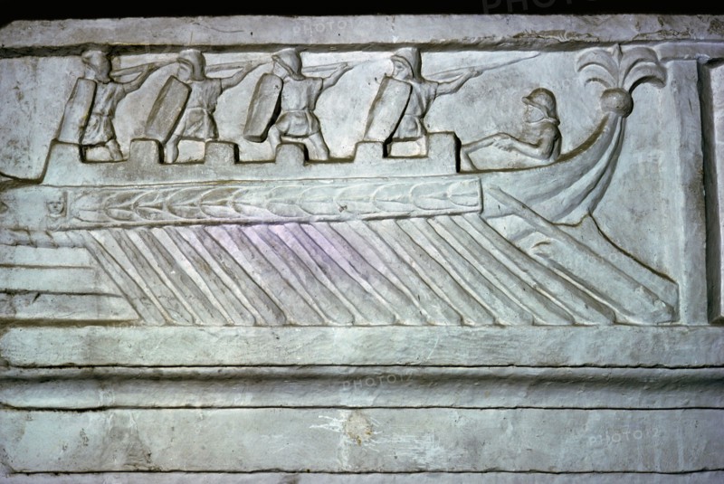 Roman relief of a Roman warship. Artist: Unknown