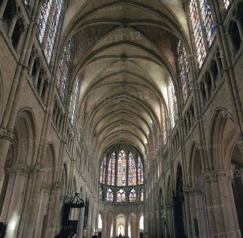 Interior of the Church of St Pierre, 12th century. Artist: Unknown