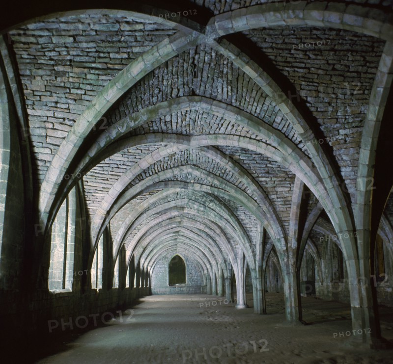 The vaults in the cellarium of Fountains Abbey, 12th century. Artist: Unknown
