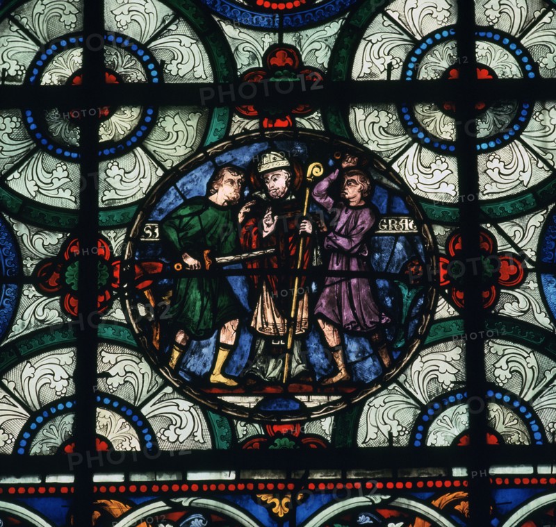Stained glass depiction of the murder of Thomas A Becket, 12th century. Artist: Unknown