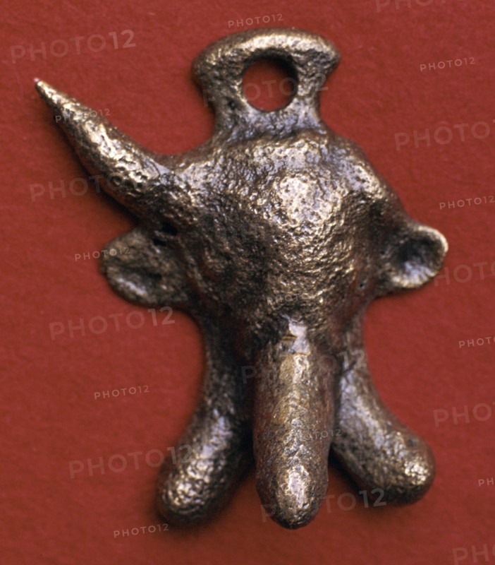 Roman bronze phallic amulet, 2nd century. Artist: Unknown