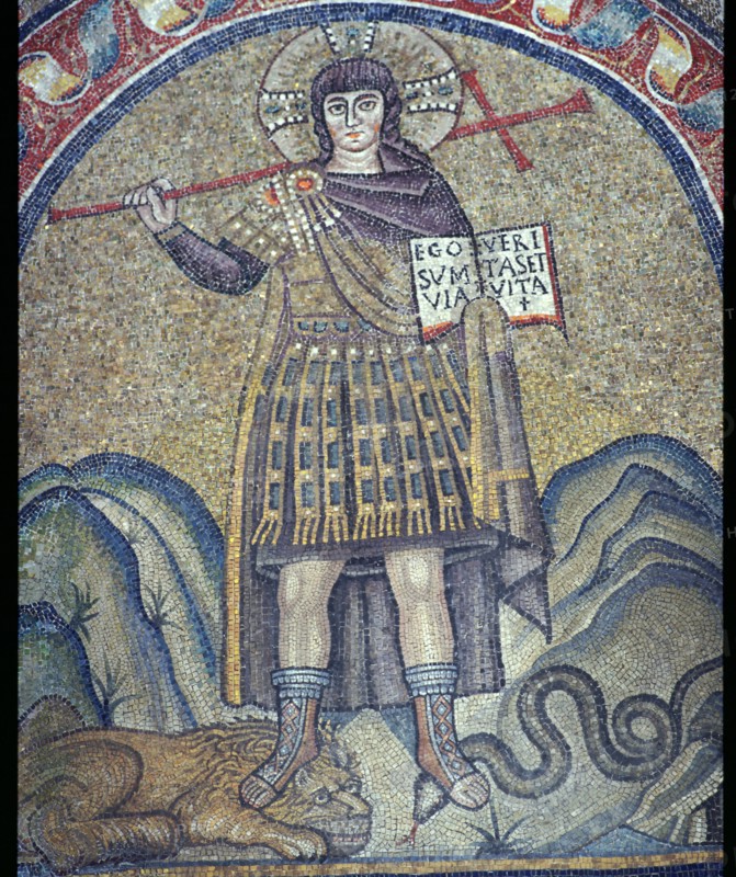 Mosaic of Christ dressed as a Roman soldier, 6th century. Artist: Unknown