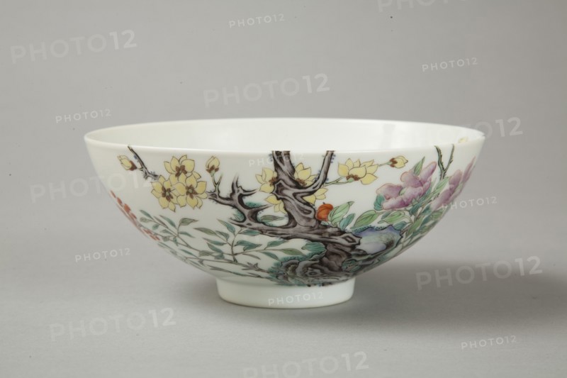 Famille rose bowl with floral decoration, 20th century. Artist: Unknown.