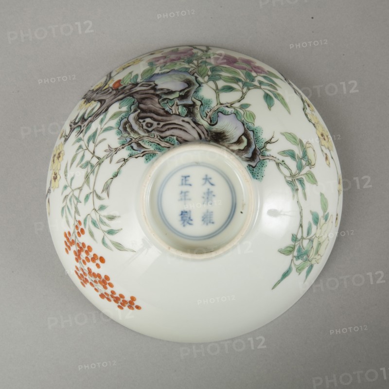 Famille rose bowl with floral decoration, 20th century. Artist: Unknown.