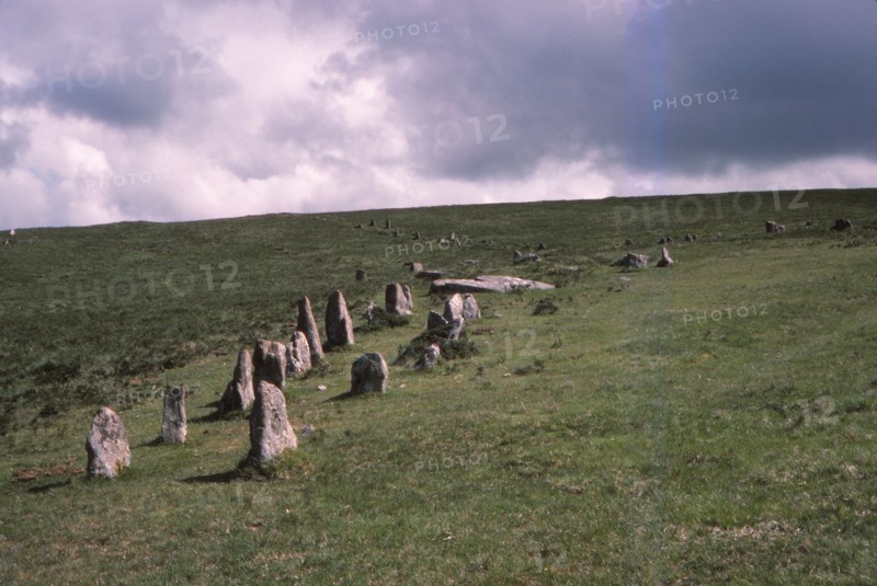Stone Alignment on Shovel Down, 3rd-2nd millenium BC. Devon, Dartmoor, 20th  century. Artist: CM Dixon.
