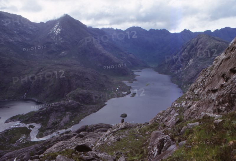 Loch Corvisk and Cuillin ridge from Sgurr na Stri, Isle of Skye, Scotland, 20th century. Artist: CM Dixon.