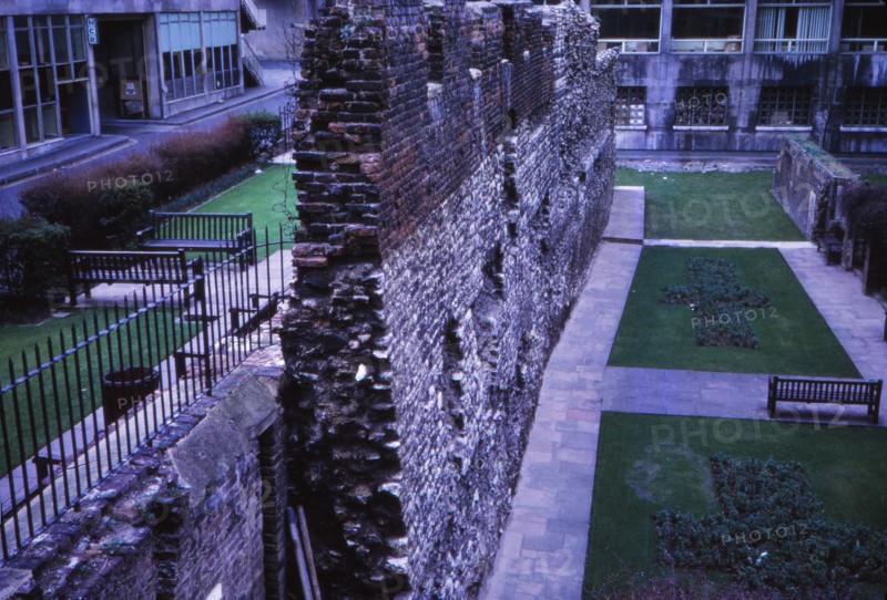 Remains of Roman Wall near Museum of London, 20th century. Artist: CM Dixon.