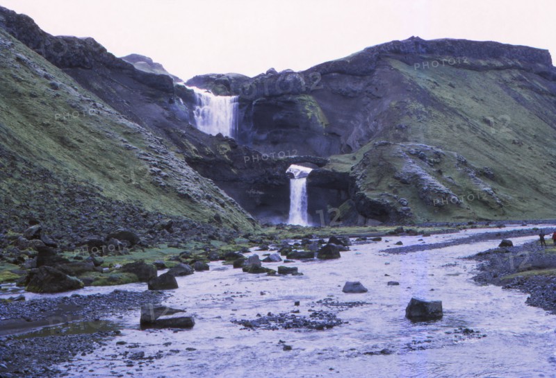Ofaerofoss Waterfall in Eldgja (Fire Gorge), Central Iceland, 20th century. Artist: CM Dixon.
