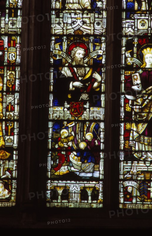 St. Andrew with cross, Hereford Cathedral, England, 20th century. Artist: CM Dixon.