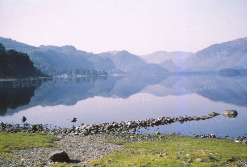 Morning mist in Derwentwater,  towards the 'Jaws of Borrowdale', Cumberland, 20th century.  Artist: CM Dixon.
