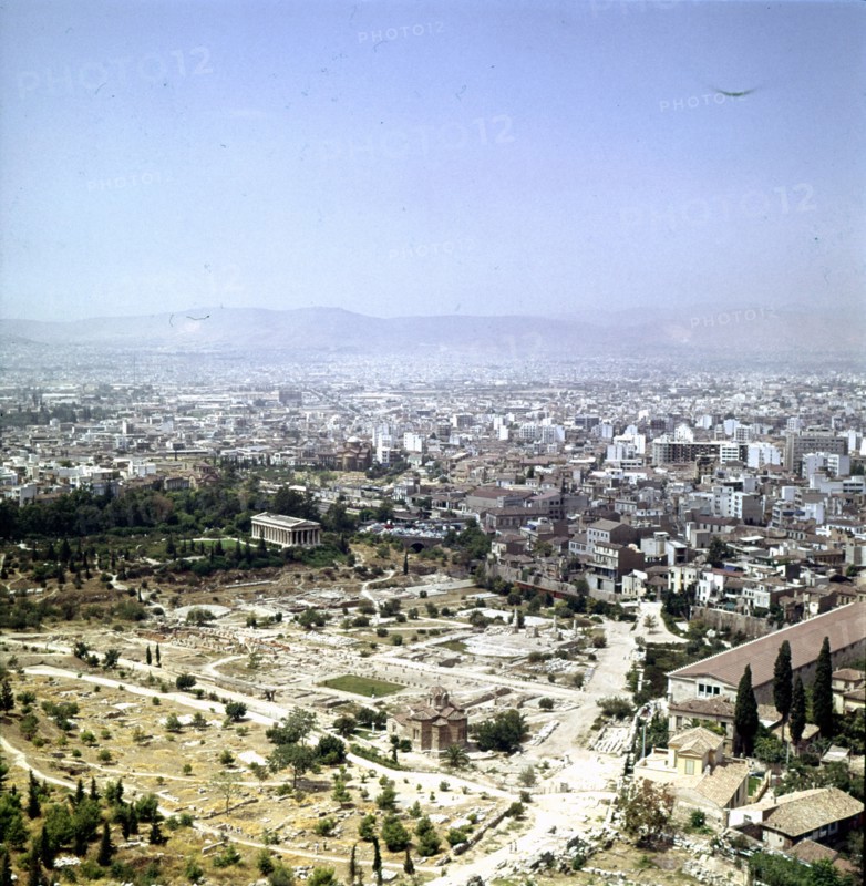 The Agora seen from the Metropolis, Athens, c20th century. Artist: Unknown.