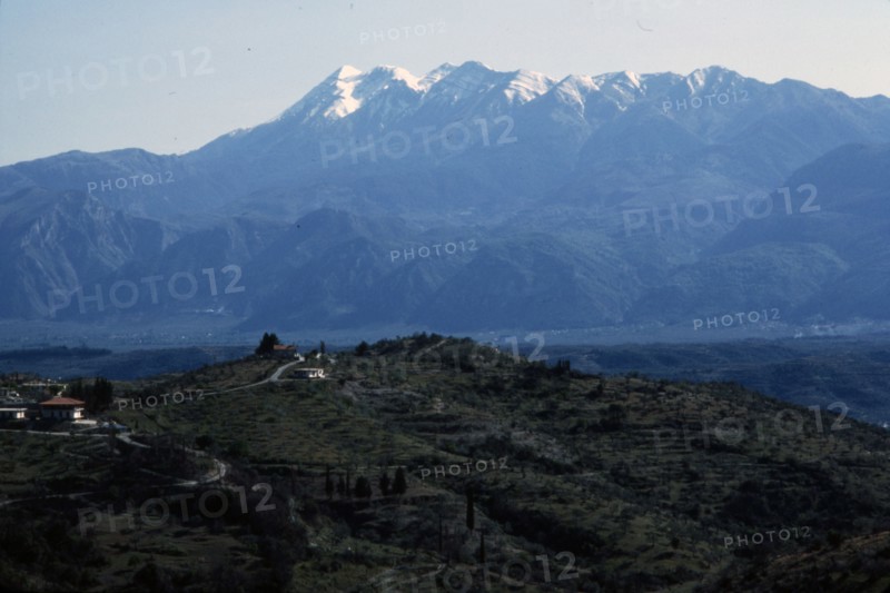 Sparta, Greece and valley of the River Eurotas, with Taiyrtos mountains beyond, c20th century. Artist: CM Dixon.