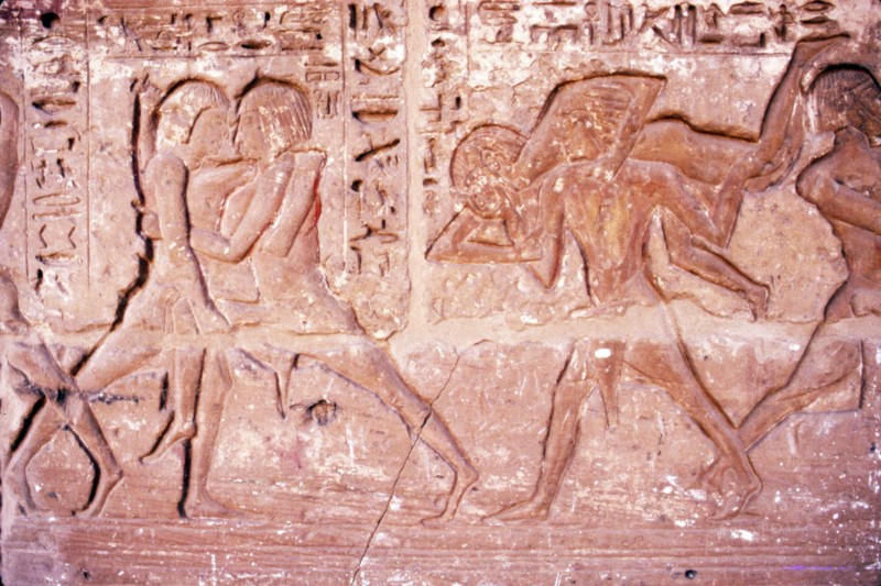 Wrestlers, Temple of Rameses III at Medianat Habu, Luxor, Egypt, 12th Century BC. Artist: Unknown.