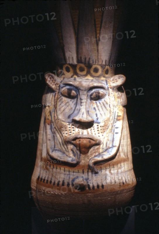 Painted Figure of Egyptian God Bes. Artist: Unknown.