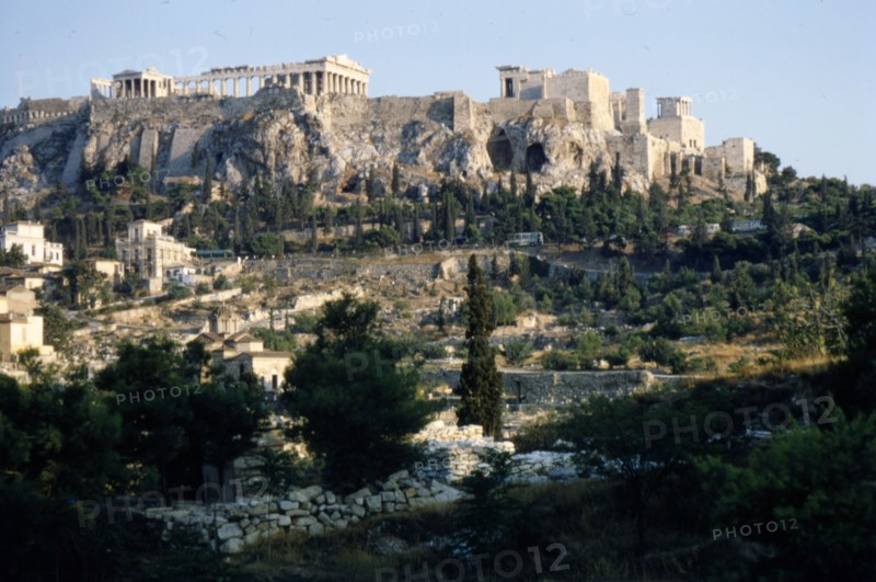 Acropolis from Agora, Athens, c20th century. Artist: CM Dixon.