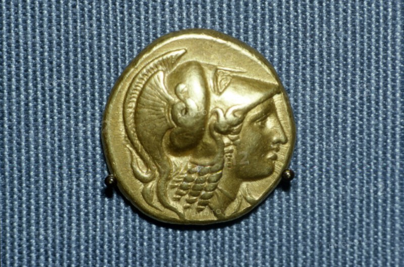 Greek Coin, Head of Athena on a gold stater of Alexander the Great, 336-323 BC. Artist: Unknown.