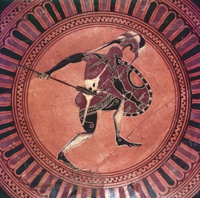 Greek Warrior Painted Siana Cup, c6th century BC.