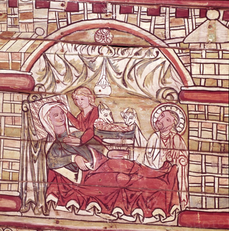 Nativity, Norwegian, 13th Century,  in the Stave Church at Al, Hallingdal.  Artist: Unknown.