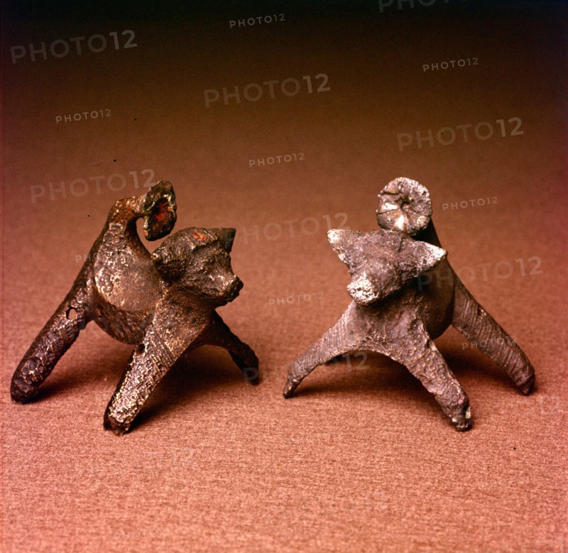 Pair of Celtic Bronze Bulls, Bulbury Camp, Dorset, England, c1st century BC - c1st century. Artist: Unknown.
