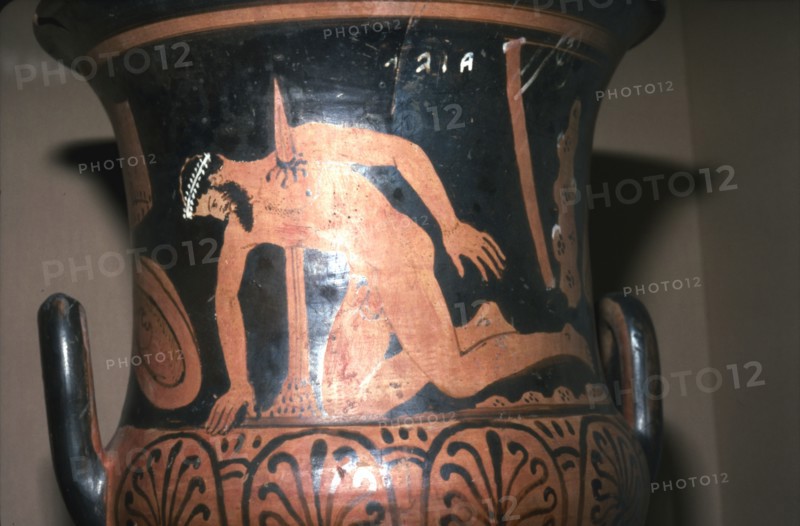 Suicide of Ajax, Etruria, Red-figured Krater, 400BC-350BC. Artist: Unknown.