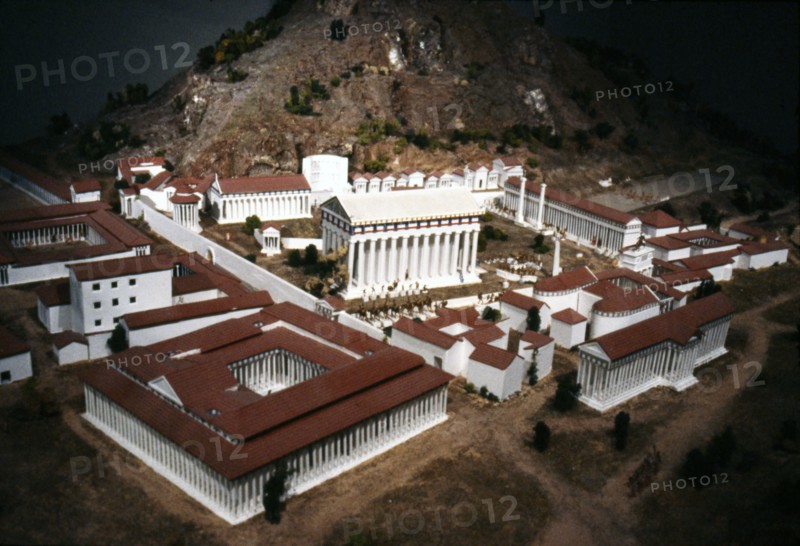 Olympia. Model of the Sacred Site in Greece with Temples and stadium beyond, c20th century. . Artist: Unknown.