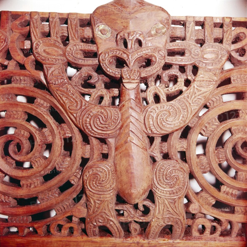 Maori Woodcarving representing panel detail of  Ancestor. Artist: Unknown.