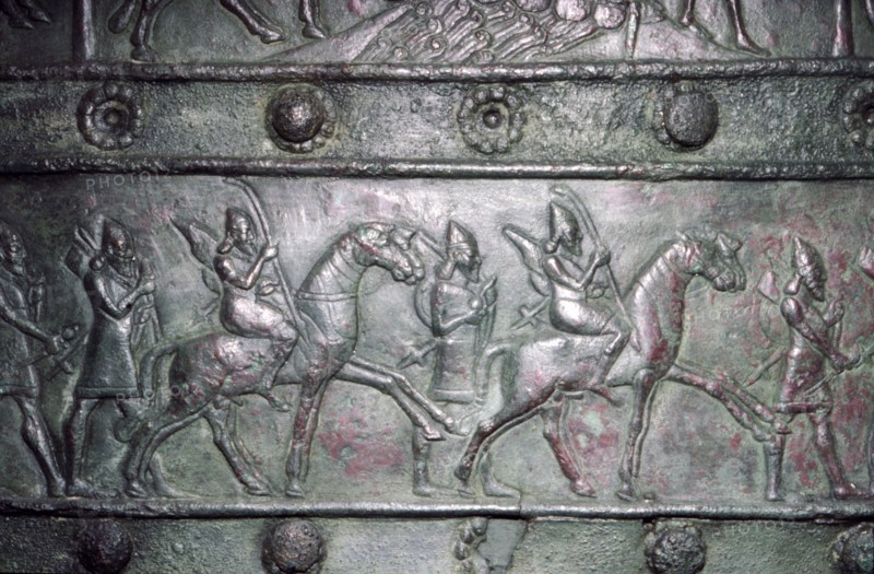 Detail from the Balawat Gates, made for Shalmeneser III, Neo-Assyrian, c858 BC-824 BC Artist: Unknown.