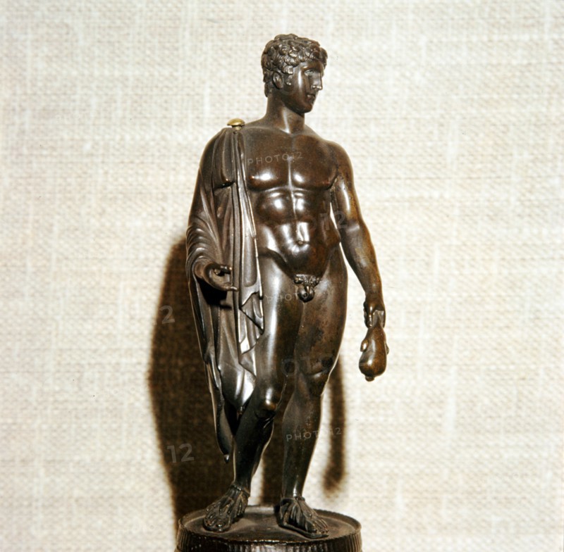 Mercury (Hermes) holding a purse (as bringer of good fortune), Roman, 1st century.  Artist: Unknown.