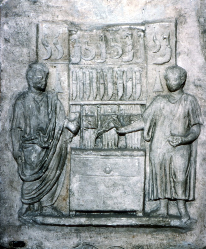 Roman relief of a Shop Selling Knives, c2nd century. Artist: Unknown.