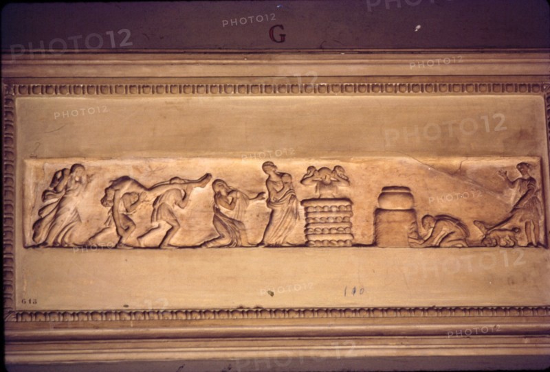 Roman Funeral rite or corpse being carried to Pyre, c3rd century.  Artist: Unknown.