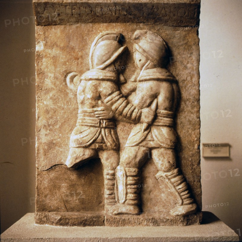 Combat between two gladiators, Roman relief from Epheseus, c3rd century.  Artist: Unknown.