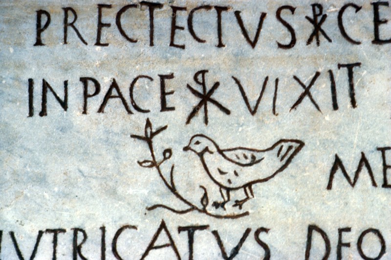 Detail of early Christian funerary inscription from the Catacombs of Rome, c3rd century Artist: Unknown.