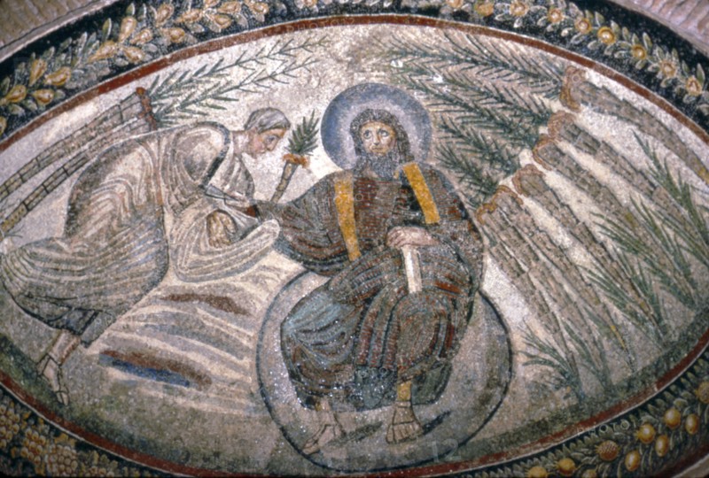Christ seated on Globe surrounded by Palms, Church of Santa Costanza, Rome, c 4th century Artist: Unknown.
