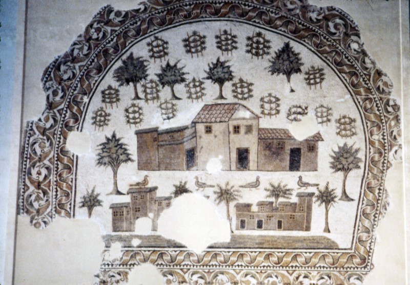 Roman Mosaic of Roman Villa with trees and vines, c3rd century. Artist: Unknown.