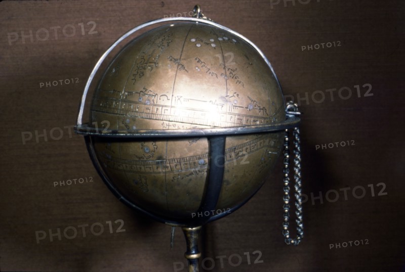 Persian Brass Celestial Globe Brass, engraved and inlaid with silver, 1430-1431. Artist: Muhammad ibn Jafar ibn Umar.